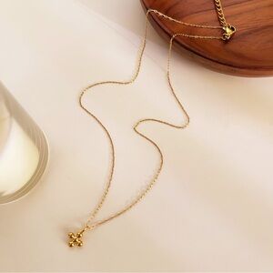 Gold Plated Stainless Steel Mini Cross Pendant Chain Necklace